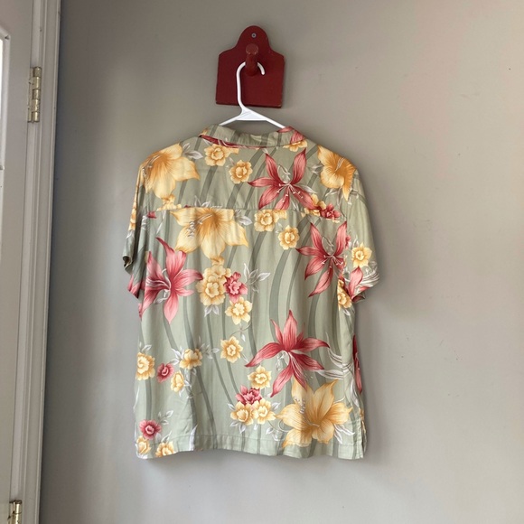 Vintage Jamaica Bay Green Hawaiian Tropical Button Down Shirt L - Picture 5 of 6